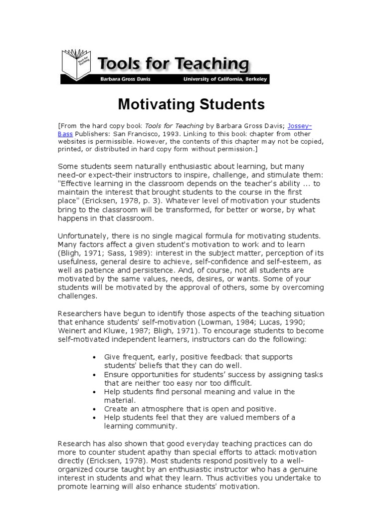 Strategies to Motivate Students Effectively | PDF | Homework | Motivation