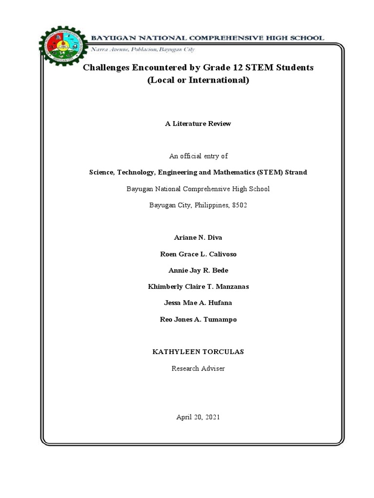 Challenges Faced by Grade 12 STEM Students | PDF