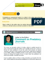 Letter To The Editor - Comment On Predatory Journals