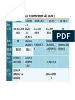 Horario de Clases Tercer Año Grupo 1