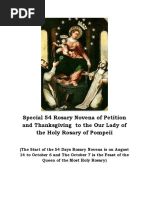 Special 54 Rosary Novena of Petition and Thanksgiving To The Our Lady of The Holy Rosary of Pompeii