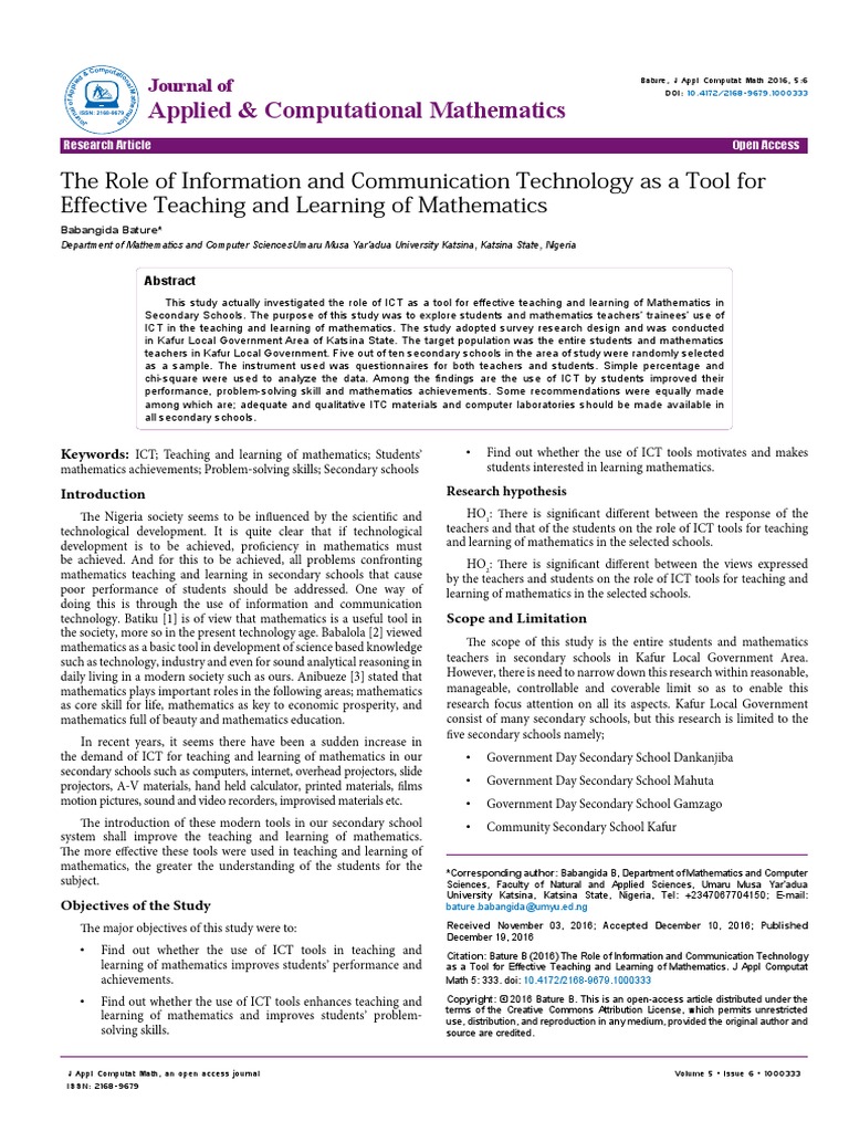 The Role of Information and Communication Technology As A Tool For ...