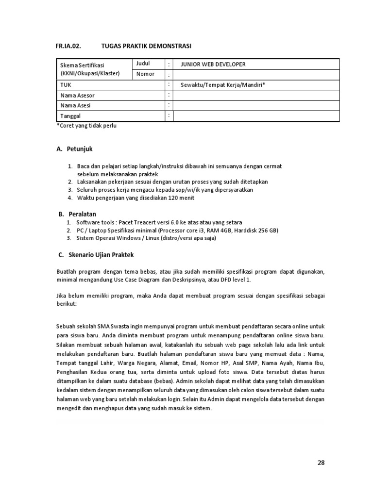 Tugas Praktik Junior Web Developer | PDF