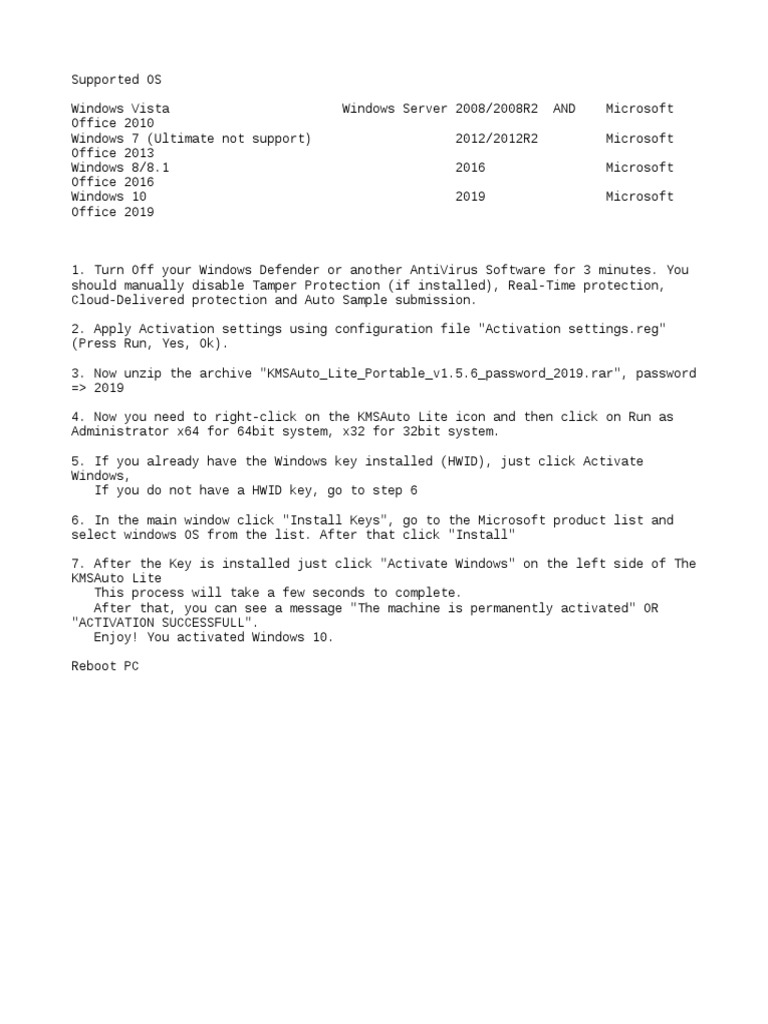 Windows Activation Guide for KMSAuto | PDF
