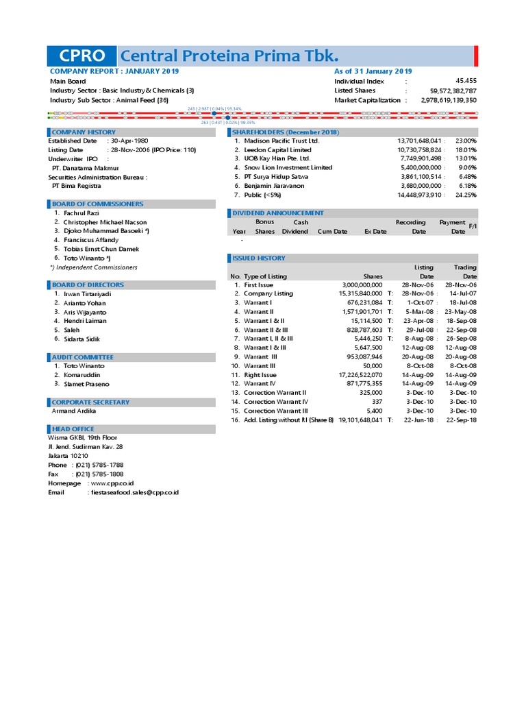 Central Proteina Prima TBK | PDF | Revenue | Equity (Finance)