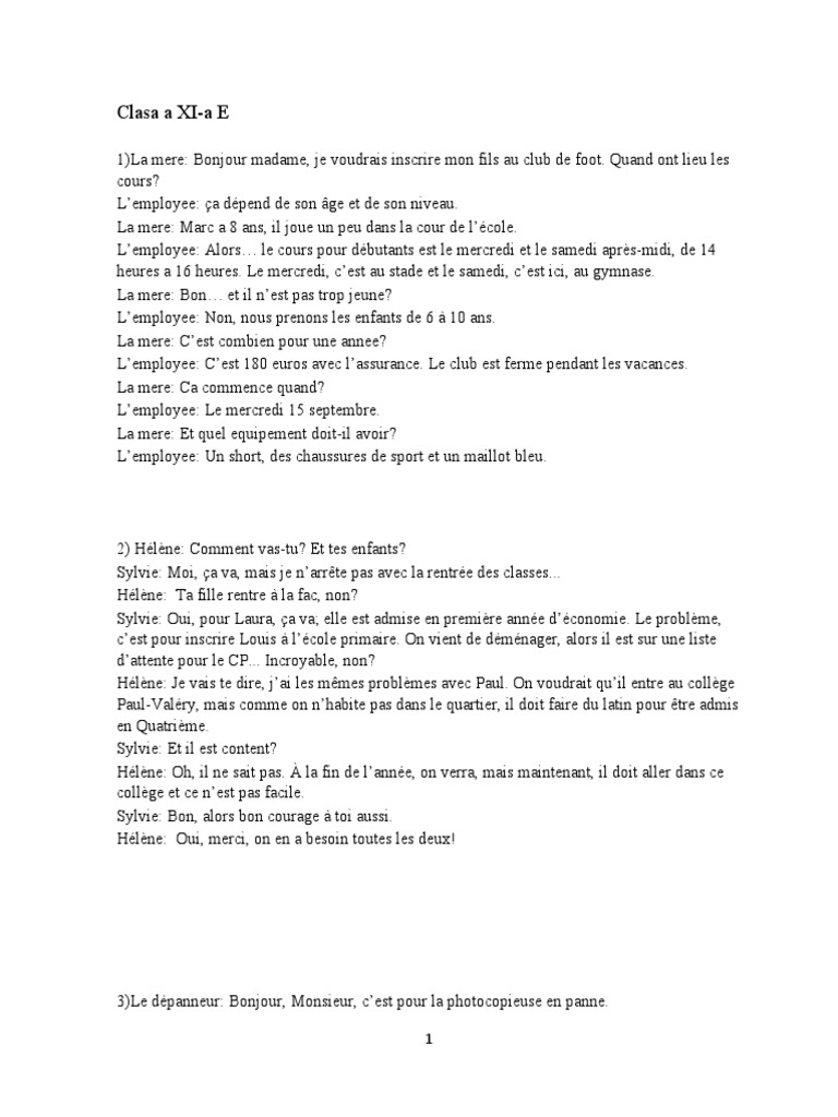 Dialogues en français pour débutants | PDF | Nourritures | Cuisine