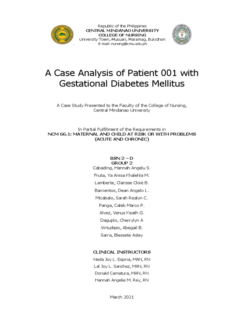 Case Analysis Format Final Draft, PDF, Gestational Diabetes