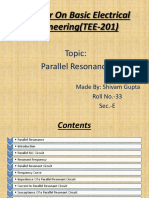 Seminar On Basic Electrical Engineering (TEE-201) : Topic: Parallel Resonance