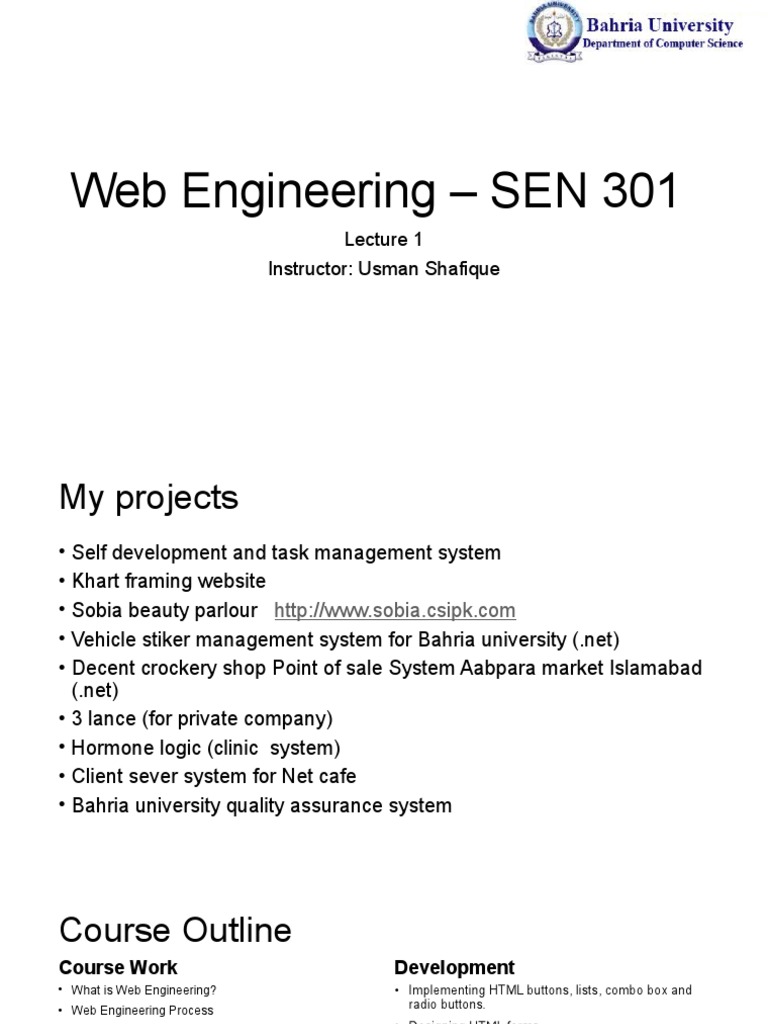 Web Engineering Course Overview | PDF | Html | Markup Language