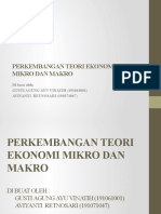 Perkembangan Teori Ekonomi Mikro Dan Makro