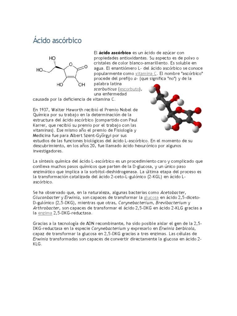 Ácido Ascórbico PDF Vitamina C Química