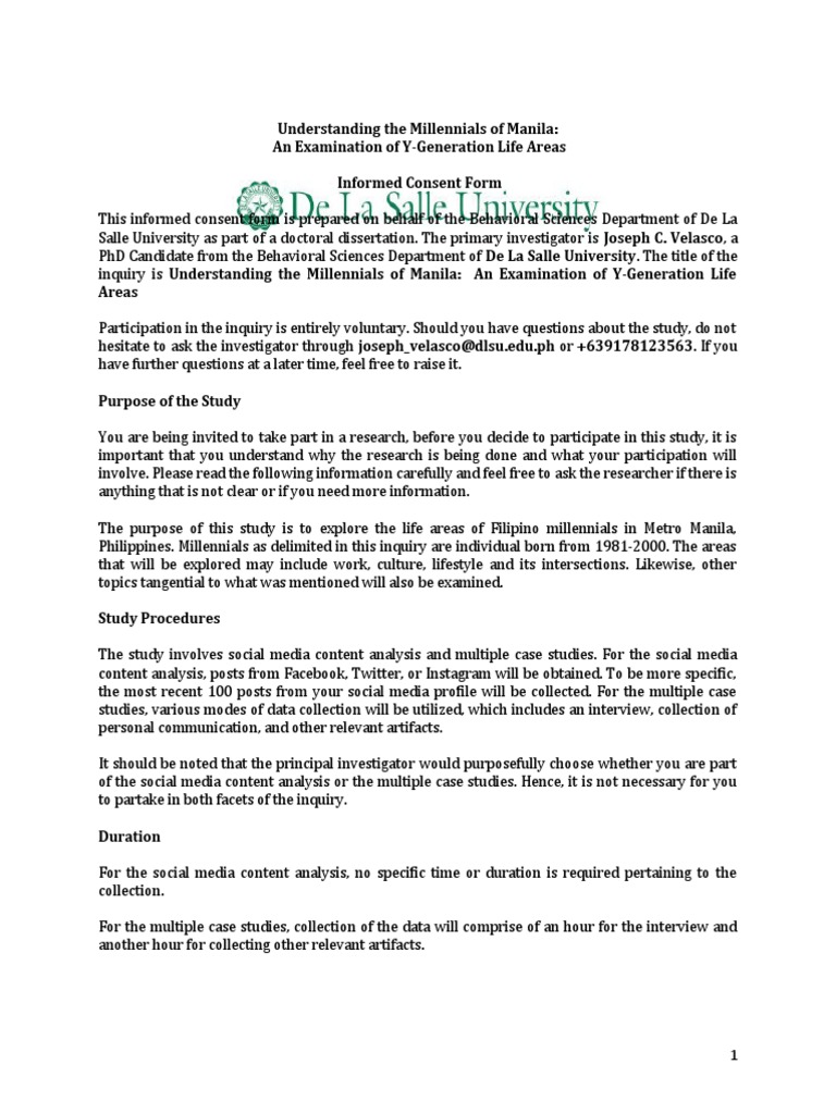 Sample of Informed Consent Form | PDF | Consent | Social Media