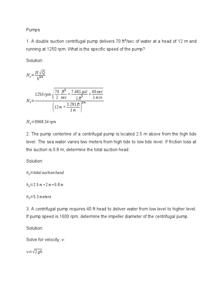 Centrifugal Pump Problem Solutions | PDF | Pump | Turbomachinery