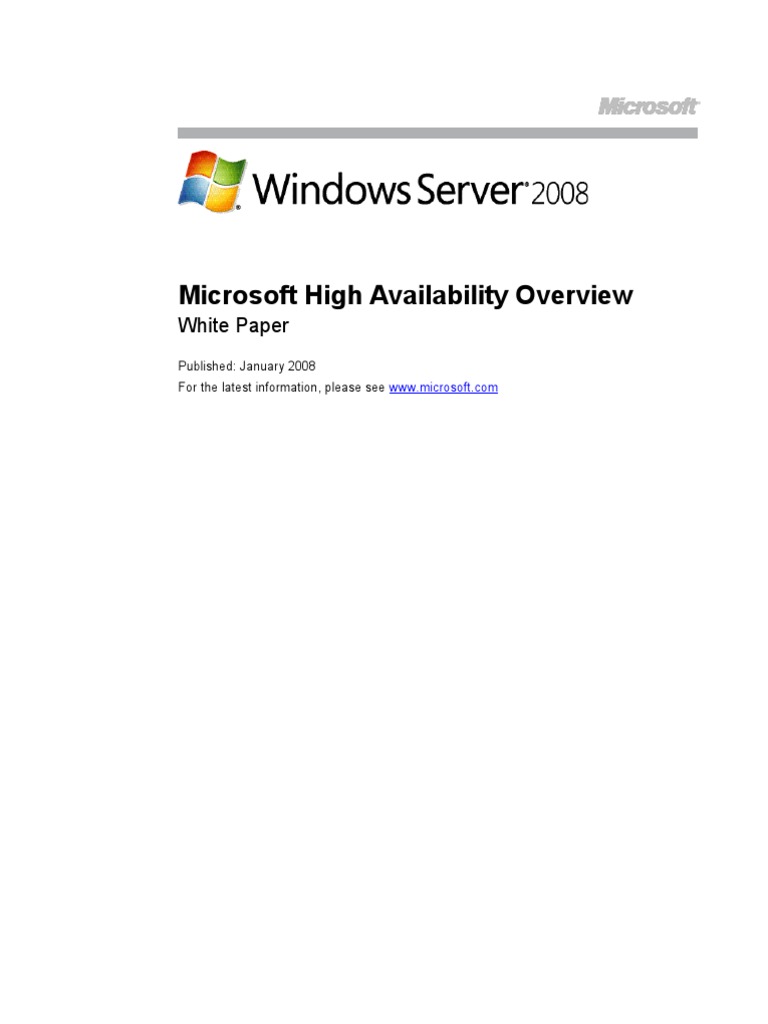Microsoft High Availability Strategy White Paper | PDF