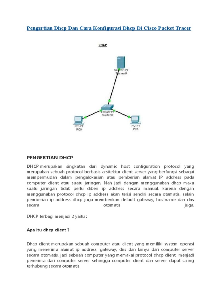 Konfigurasi DHCP di Cisco Packet Tracer | PDF