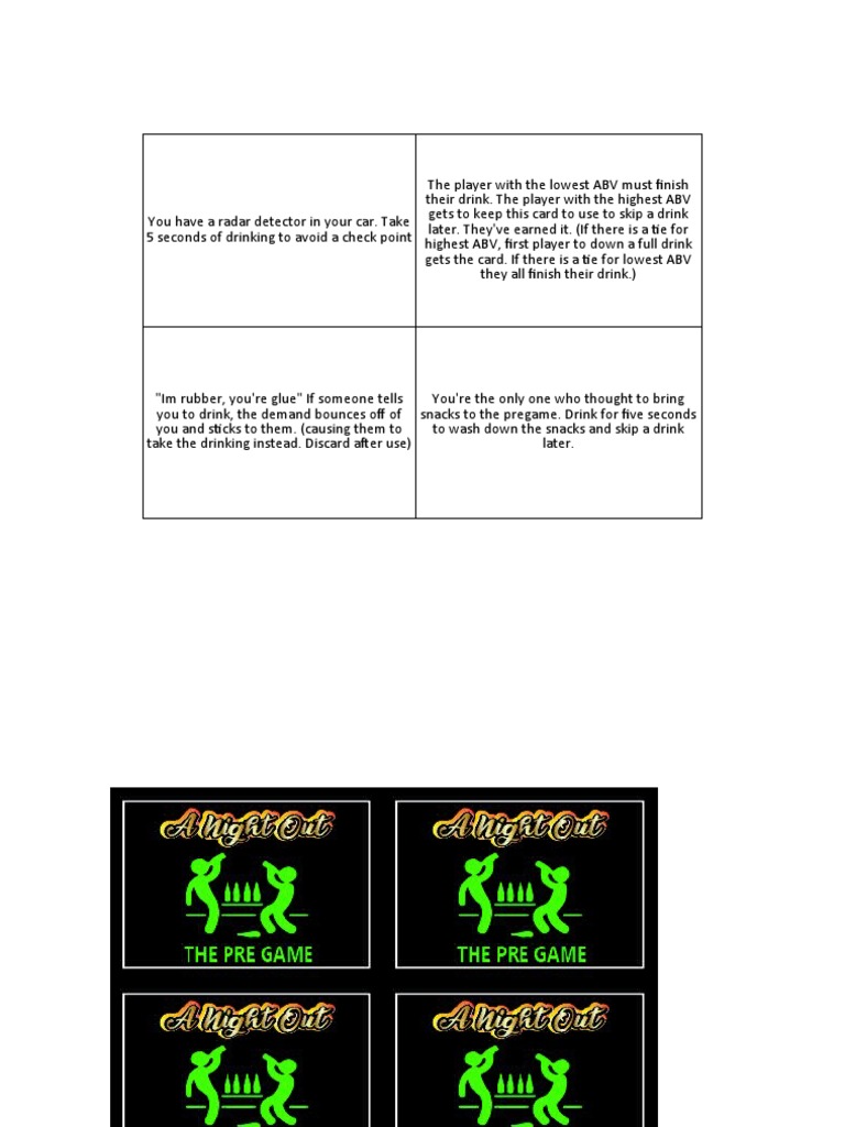 Game Cards | PDF | Drink | Alcohol for Free Printable Buzzed Drinking Game Cards Pdf