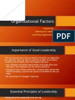 Organizational Factors: Leadership Behavioural Safety Learning Organization