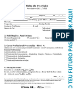 Ficha de Inscrição Cursos Profissionais