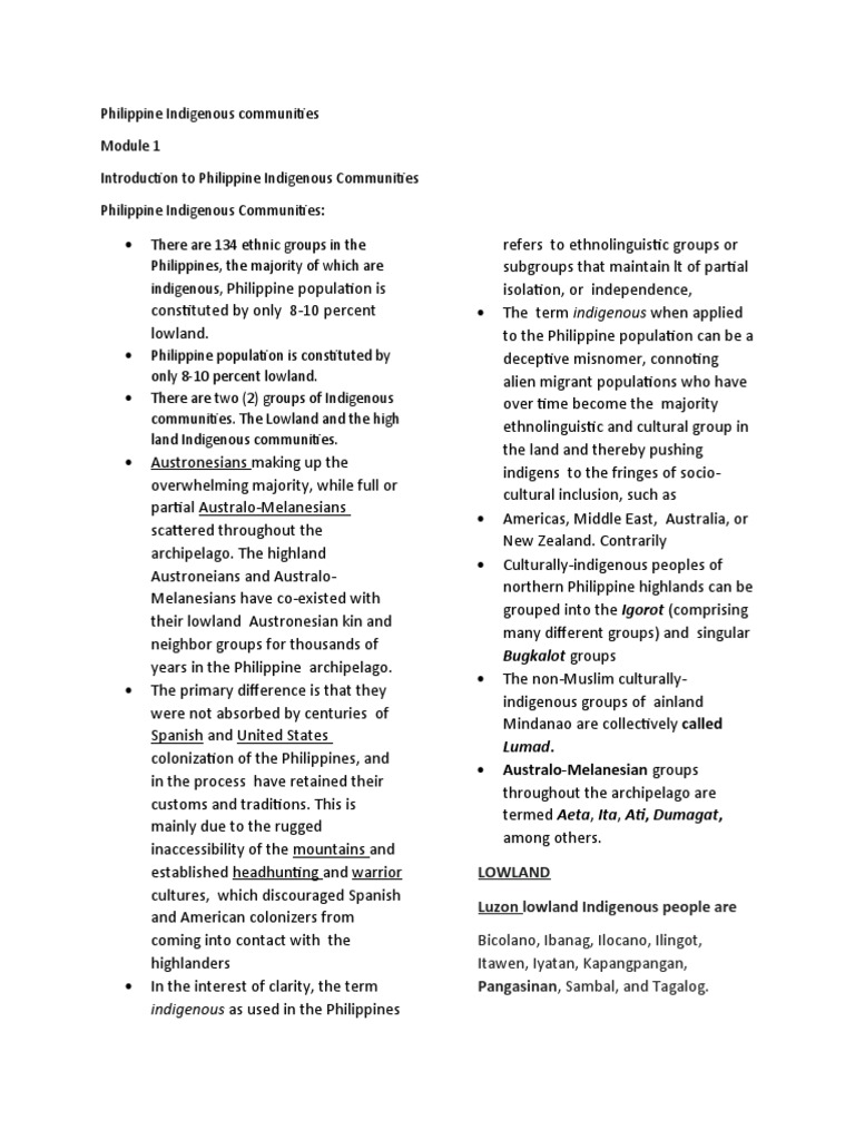 Overview of Philippine Indigenous Groups | PDF | Ethnic Groups | Ethnicity