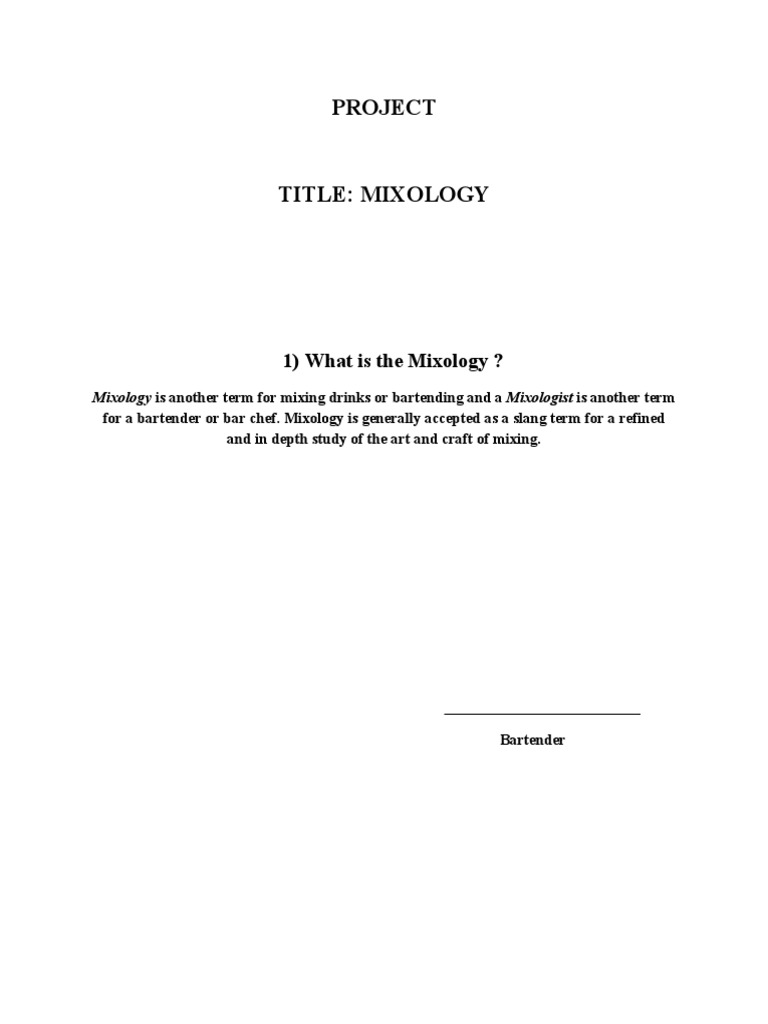 Roles and Responsibilities of Bar Staff PDF Bartender Drink