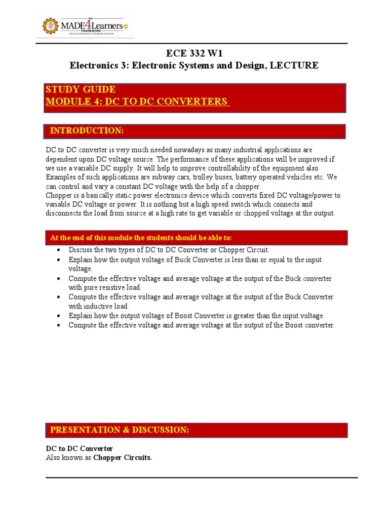 ECE 332 Study Guide Module 4 | PDF | Direct Current | Power (Physics)