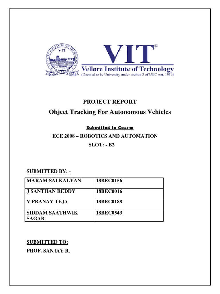Object Tracking For Autonomous Vehicles: Project Report | PDF ...