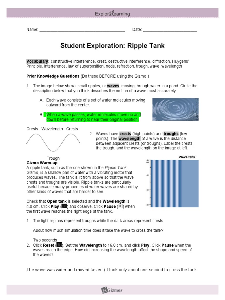 teacher guide ripple tank explorelearning
