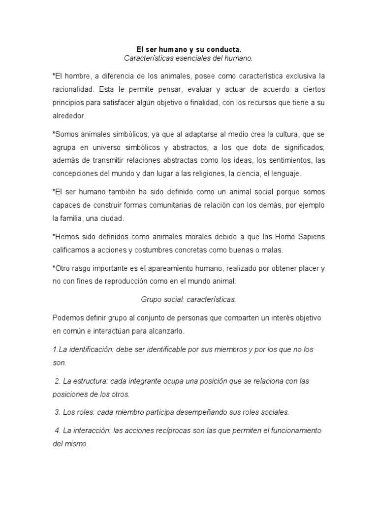 Conducta y características del ser humano | PDF | Comportamiento | Libertad