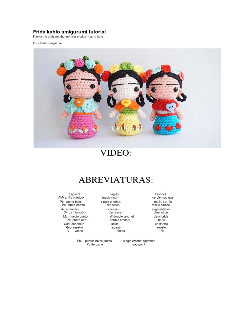 Frida Kahlo Amigurumi Tutorial PDF Amigurumi Tejer