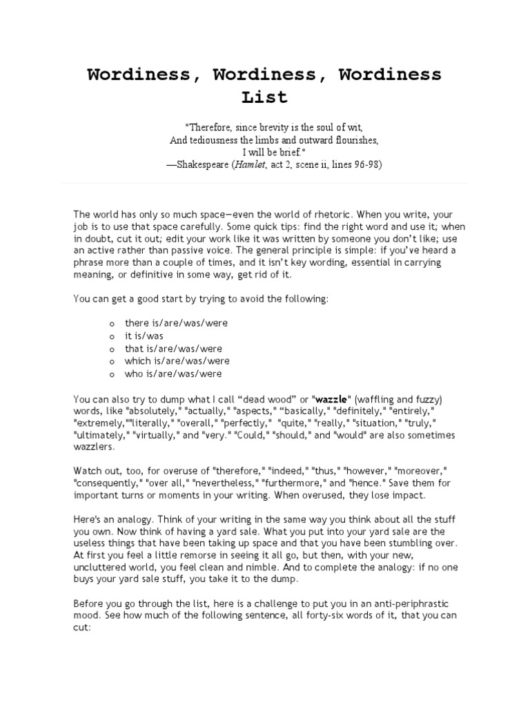 Eliminating Wordiness in Writing | PDF | Reason