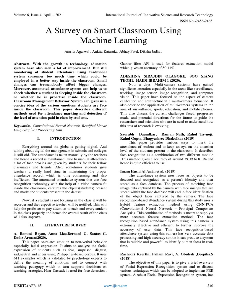 Smart Classroom Attendance System | PDF | Computer Vision | Computing