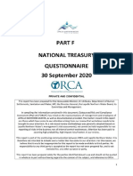 Part F National Treasury Questionnaire - 30 September 2020