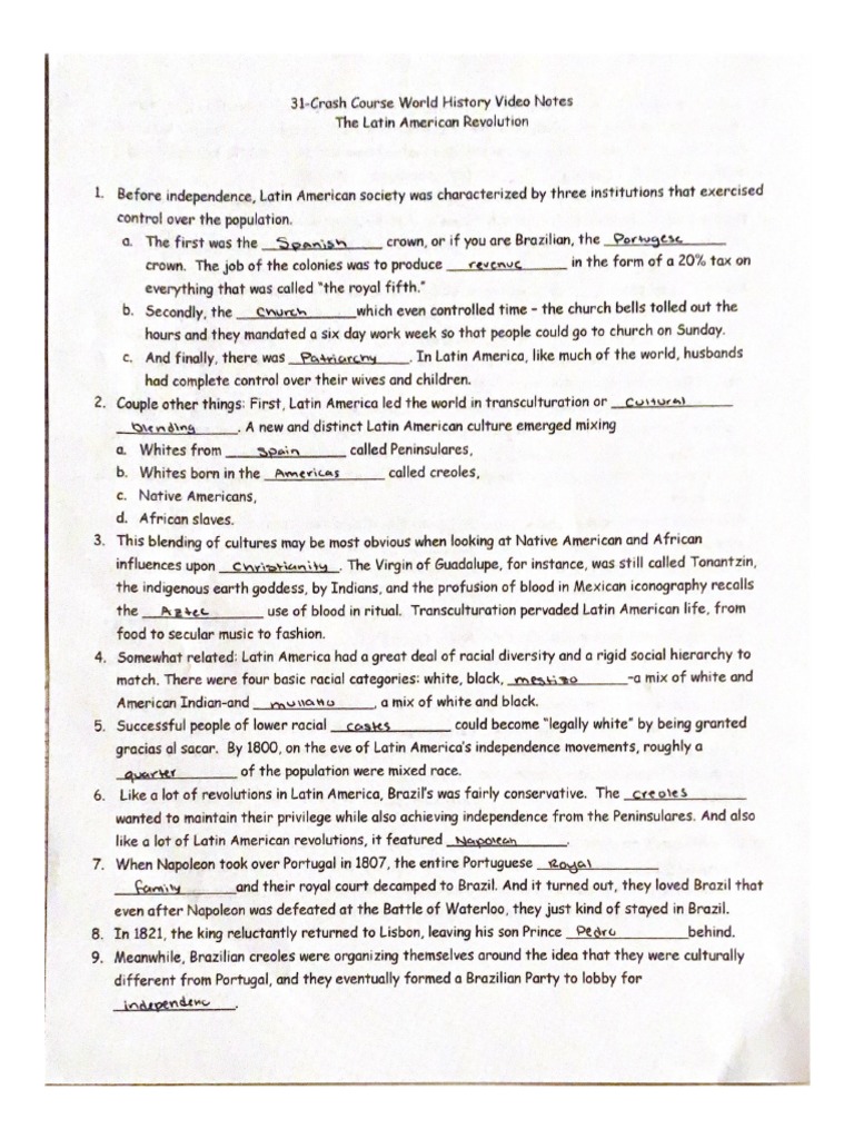 31Crash Course World History Video Notes PDF