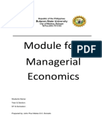 Module For Managerial Economics: Students Name: Year & Section: SY & Semester