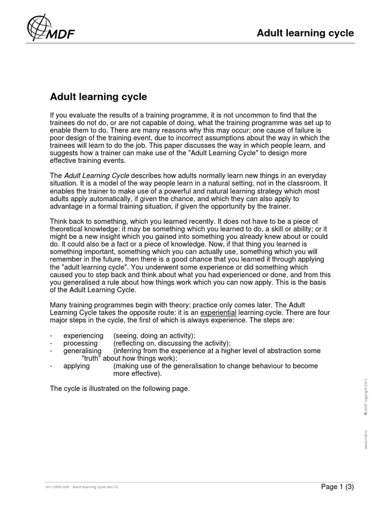Ref:12500.030 - Adult Learning Cycle - Doc FL | PDF | Adult Education ...