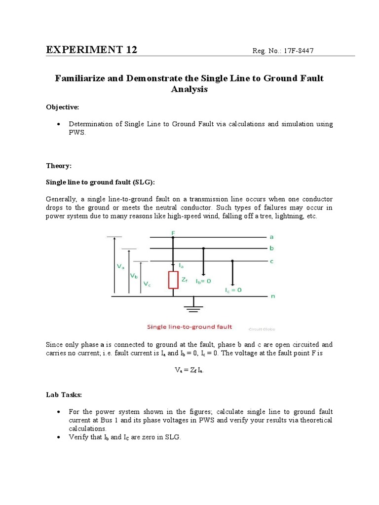 Experiment 12: Familiarize and Demonstrate The Single Line To Ground ...