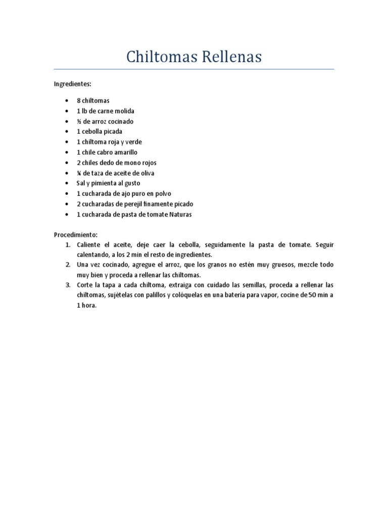 Chiltomas Rellenas | PDF
