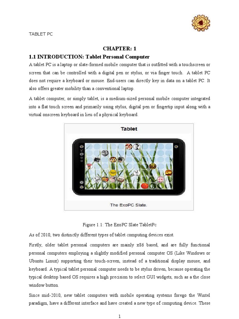 1.1 INTRODUCTION: Tablet Personal Computer | PDF | Tablet Computer ...