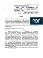 School-Based Data AND Management OF Technological Innovations in Public Secondary Schools in Cross River State