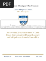 Review of HUD's Disbursement of Grant Funds Appropriated For Disaster Recovery and Mitigation Activities in Puerto Rico