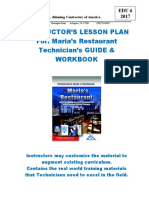 Instructor'S Lesson Plan For: Maria's Restaurant Technician's GUIDE & Workbook