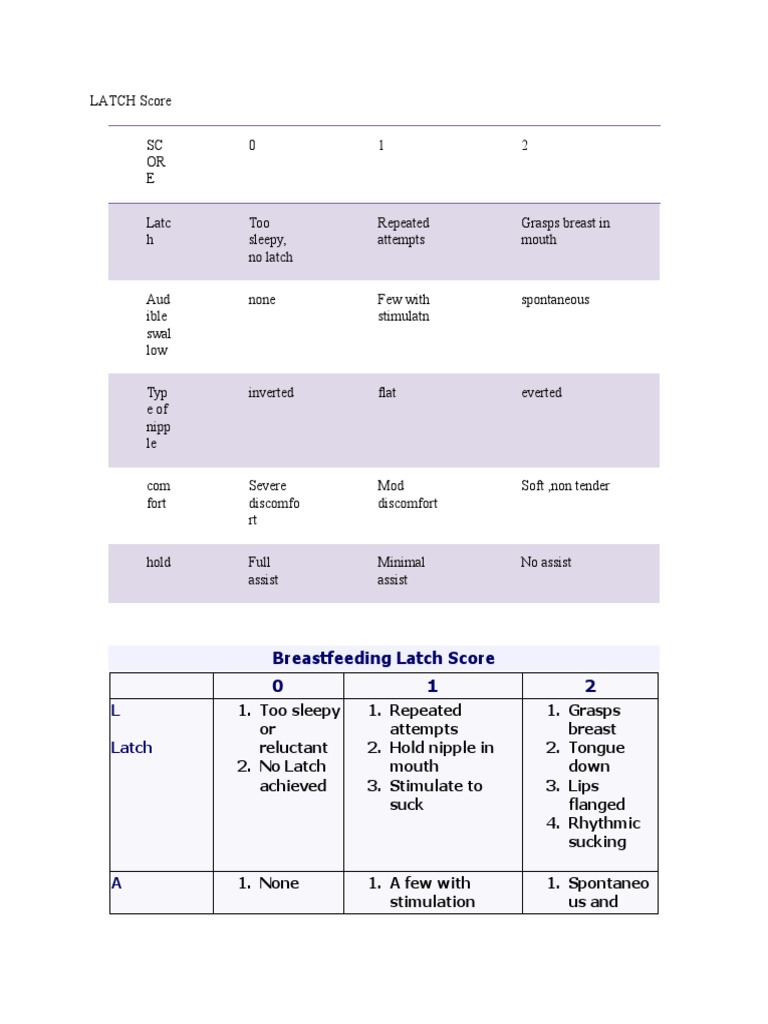 LATCH Score PDF Women's Health Medical Specialties