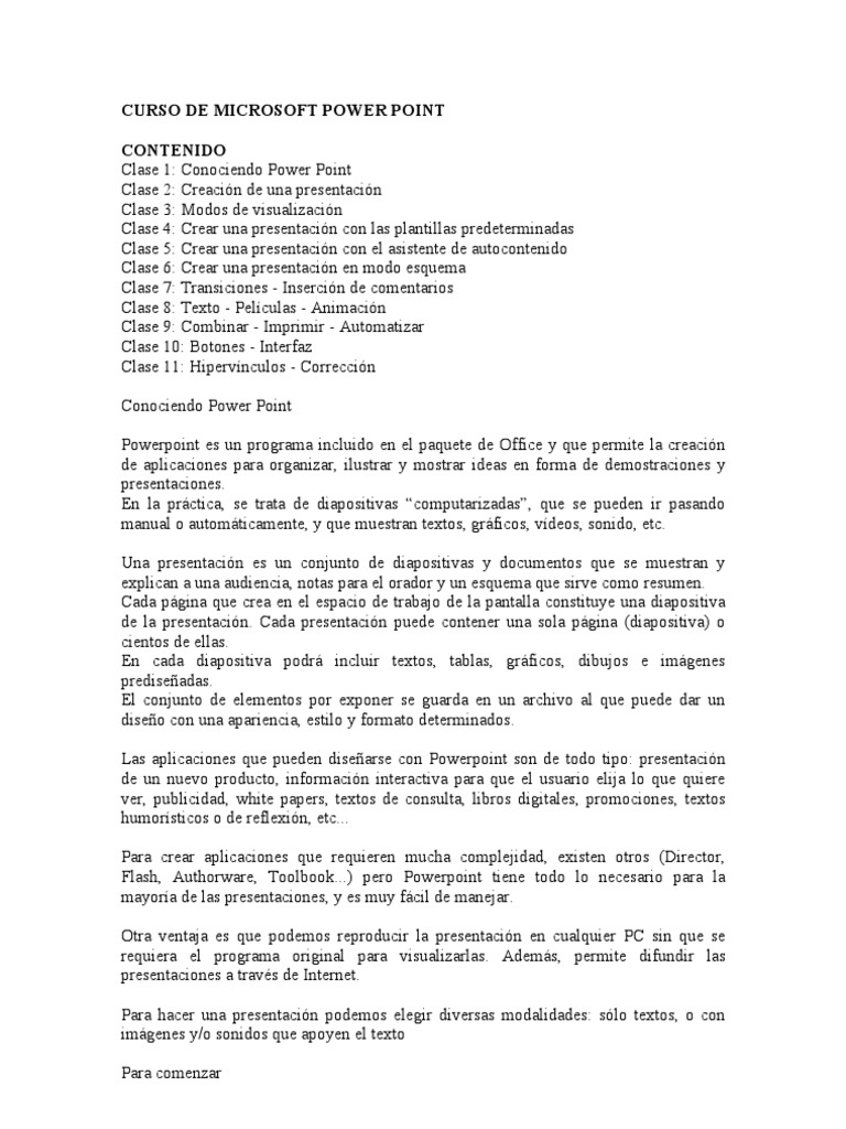 Curso De Microsoft Power Point Pdf Microsoft Powerpoint Point And