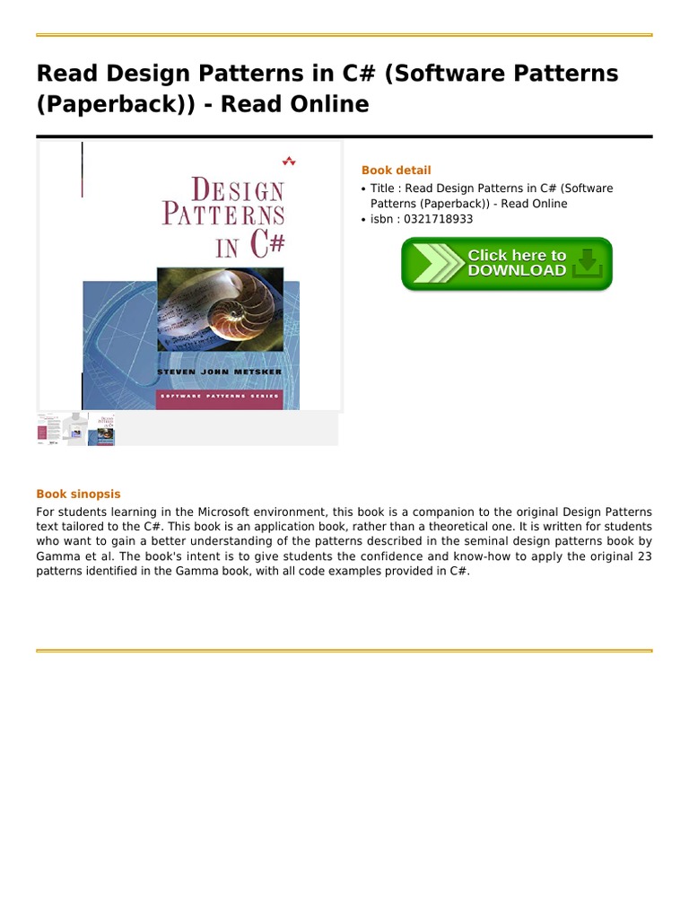 C# Design Patterns Guide for Students | PDF