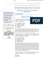 GRE Sample Verbal Test Answered With Explanations