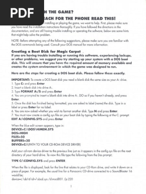 Magic Carpet 1 - Troubleshooting Card