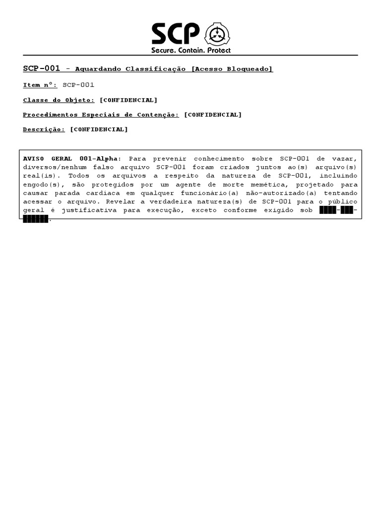 SCP Foundation - O Cara Tímido ITEM Nº: SCP-096 CLASSE DO OBJETO:  Euclídeo Procedimentos Especiais de Contenção: SCP-096 deve ser mantido em  sua cela, em um cubo de aço hermeticamente fechado de