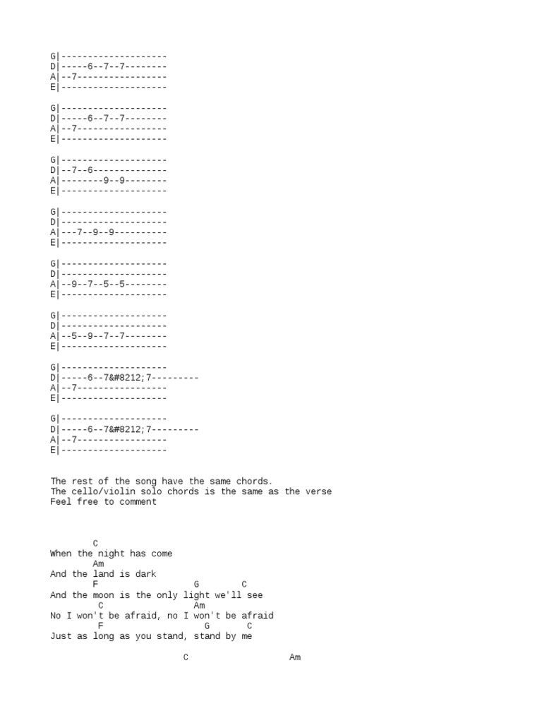 Ben E King Stand By Me Bass Pdf