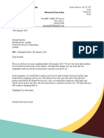 Ref - Complaint Dated 15th January 2020: Adjustment Letter