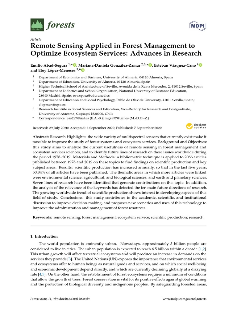 Remote Sensing Applied in Forest Management To Optimize Ecosystem ...